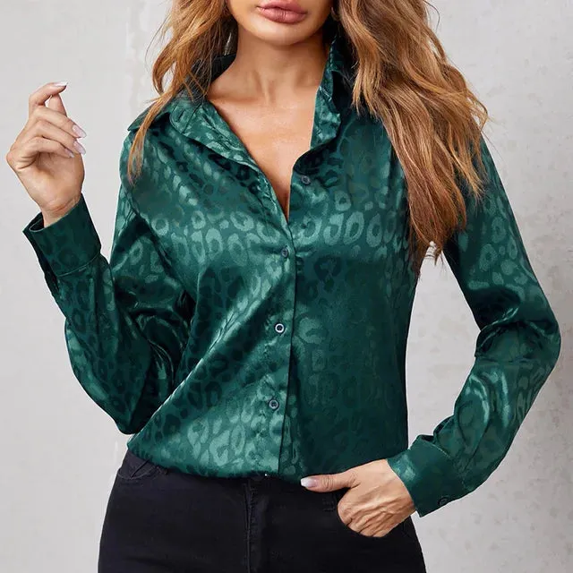 Ubelia Blouse | Long Sleeve Leopard Blouse