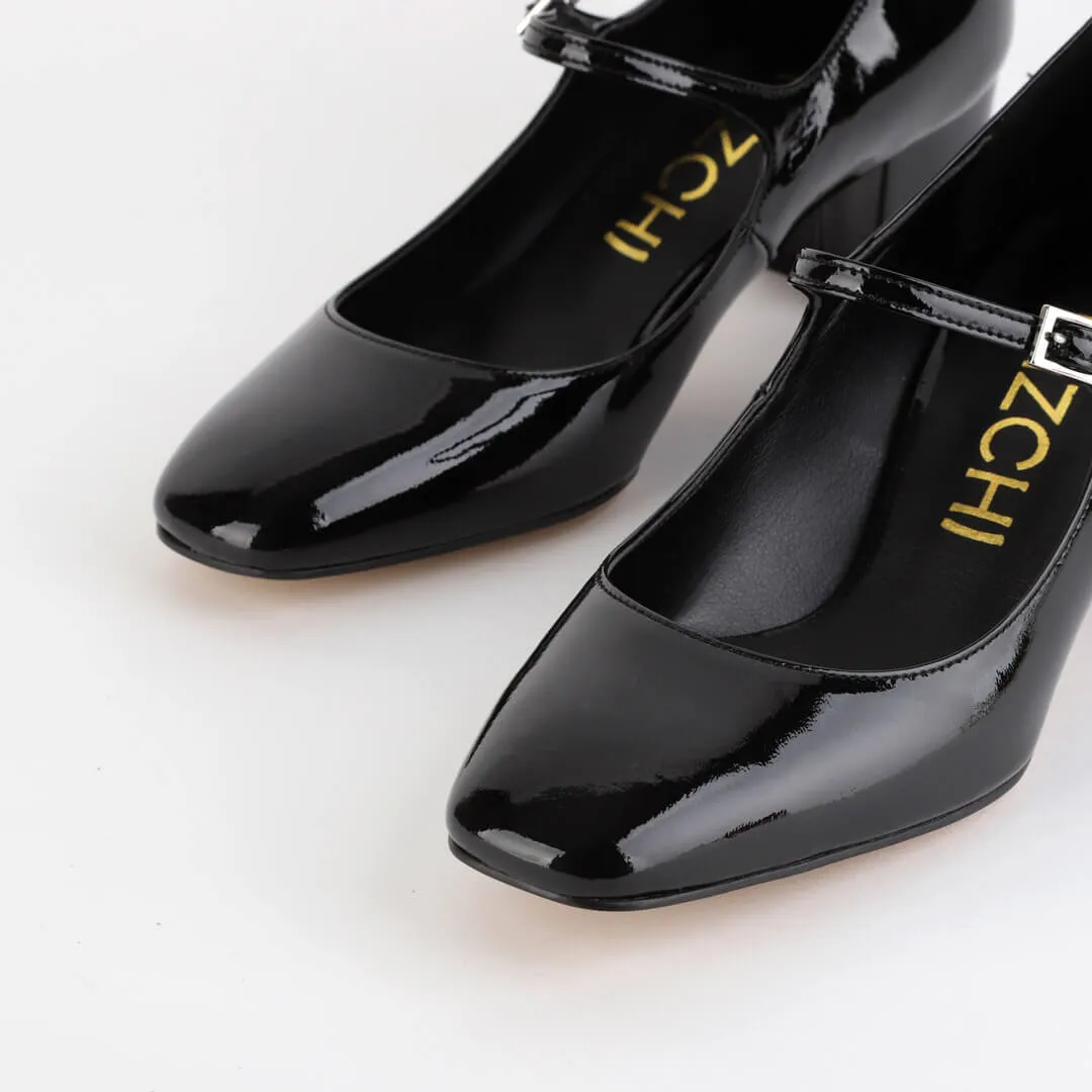*UK size - 2.5 - NANCY - black patent, 5cm heels