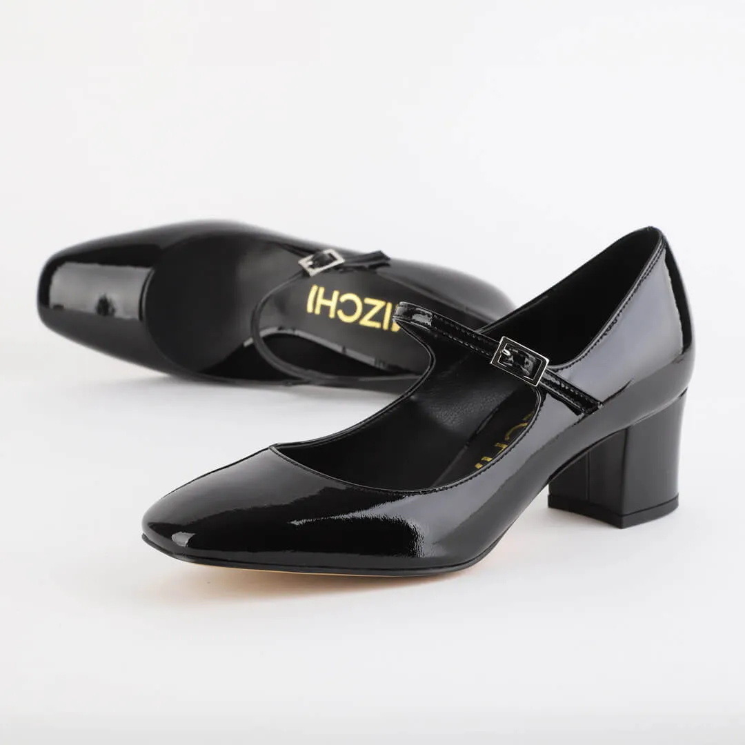 *UK size - 2.5 - NANCY - black patent, 5cm heels