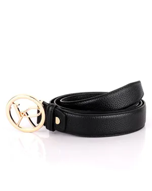 Unisex VR-logo leather belt-BLACK VRBT03