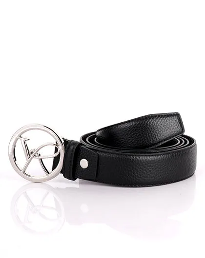 Unisex VR-logo leather belt-BLACK VRBT03