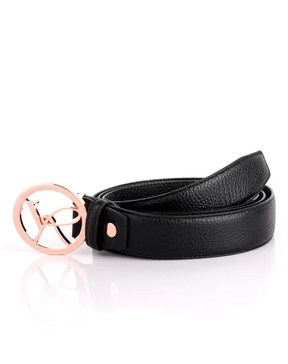 Unisex VR-logo leather belt-BLACK VRBT03