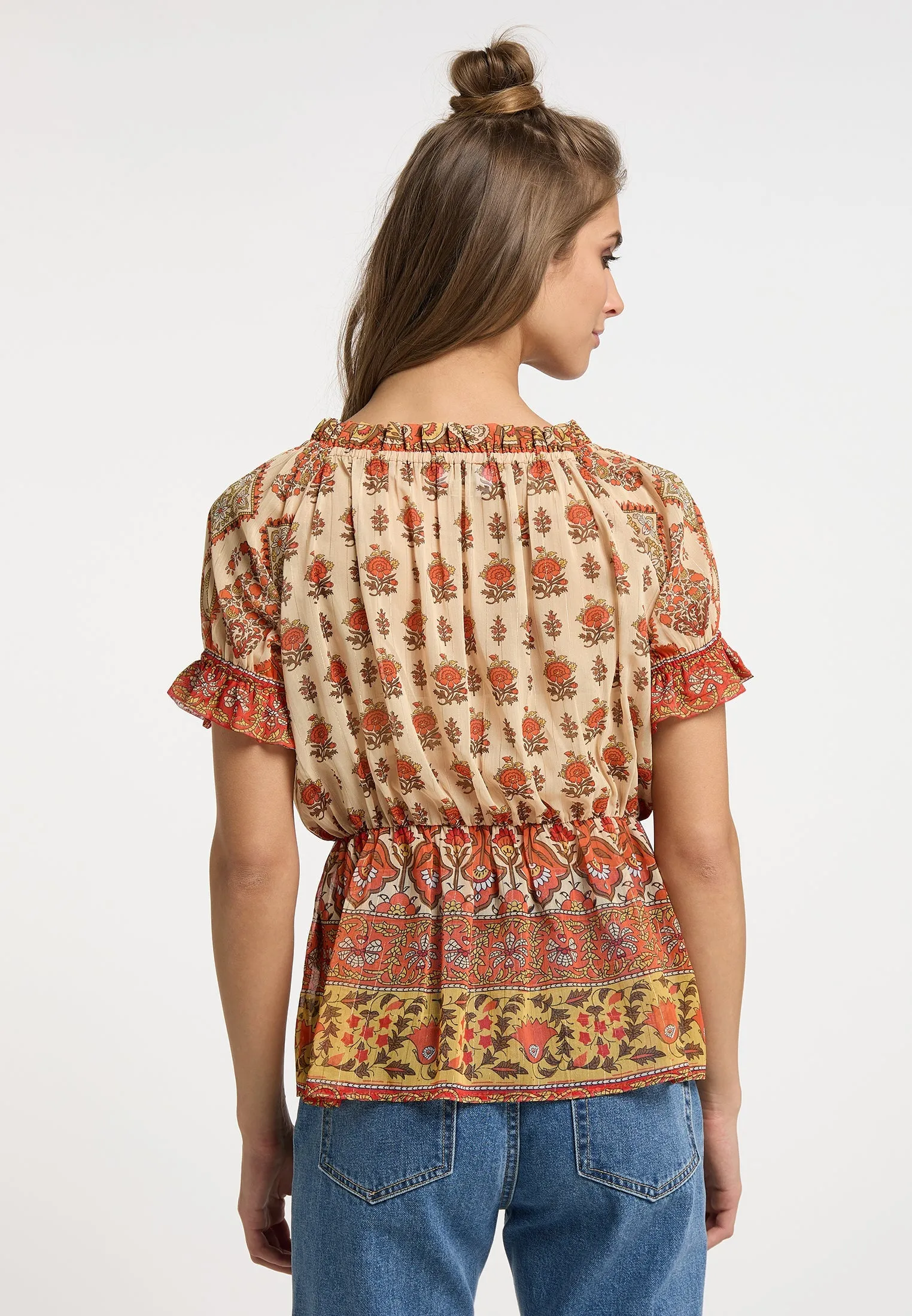 Usha festival Women's Blouse Shirt With Ruffle Sleeves