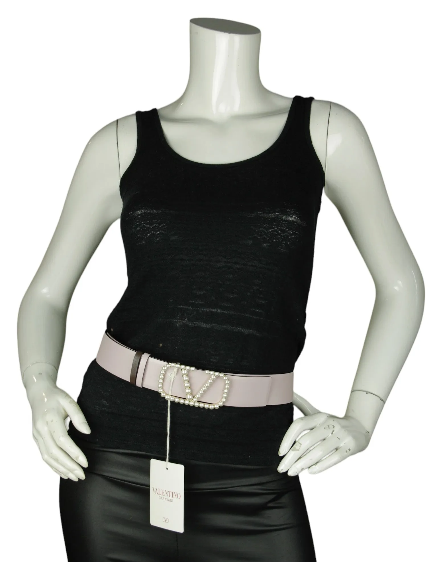 Valentino 40MM Pearl VLogo Signature Reversible Belt sz 100/40"