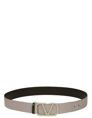 Valentino 40MM Pearl VLogo Signature Reversible Belt sz 100/40"