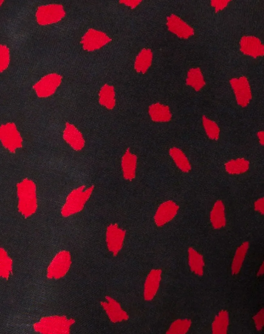Vinequa Top in Mini Diana Dot Black and Red