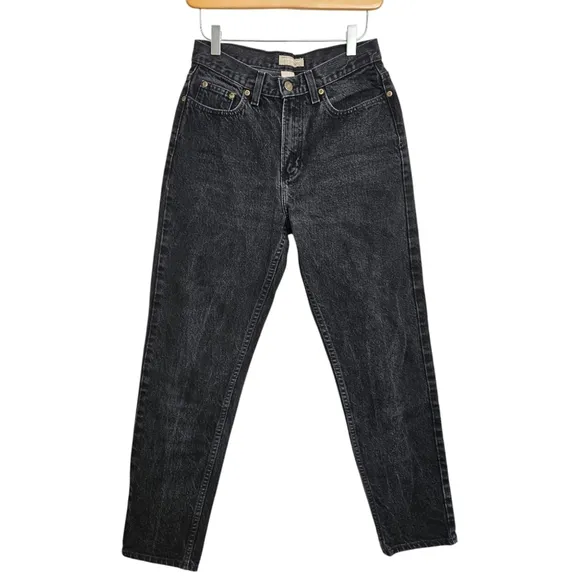 Vintage 27&quot; waist Liz Claiborne tapered leg mom jeans washed black denim