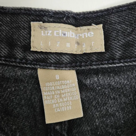 Vintage 27&quot; waist Liz Claiborne tapered leg mom jeans washed black denim