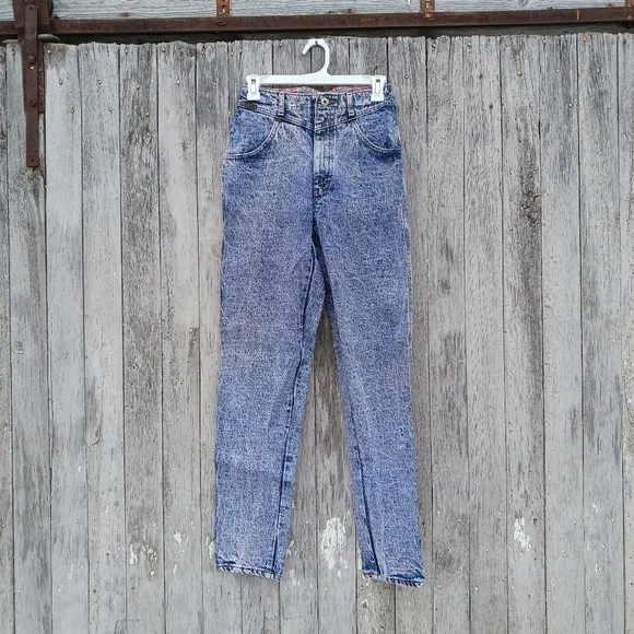 Vintage Lee 90s Stone Wash Jeans Women's Sz 26 High Rise Tapered Leg V Front