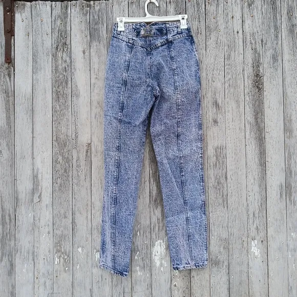 Vintage Lee 90s Stone Wash Jeans Women's Sz 26 High Rise Tapered Leg V Front