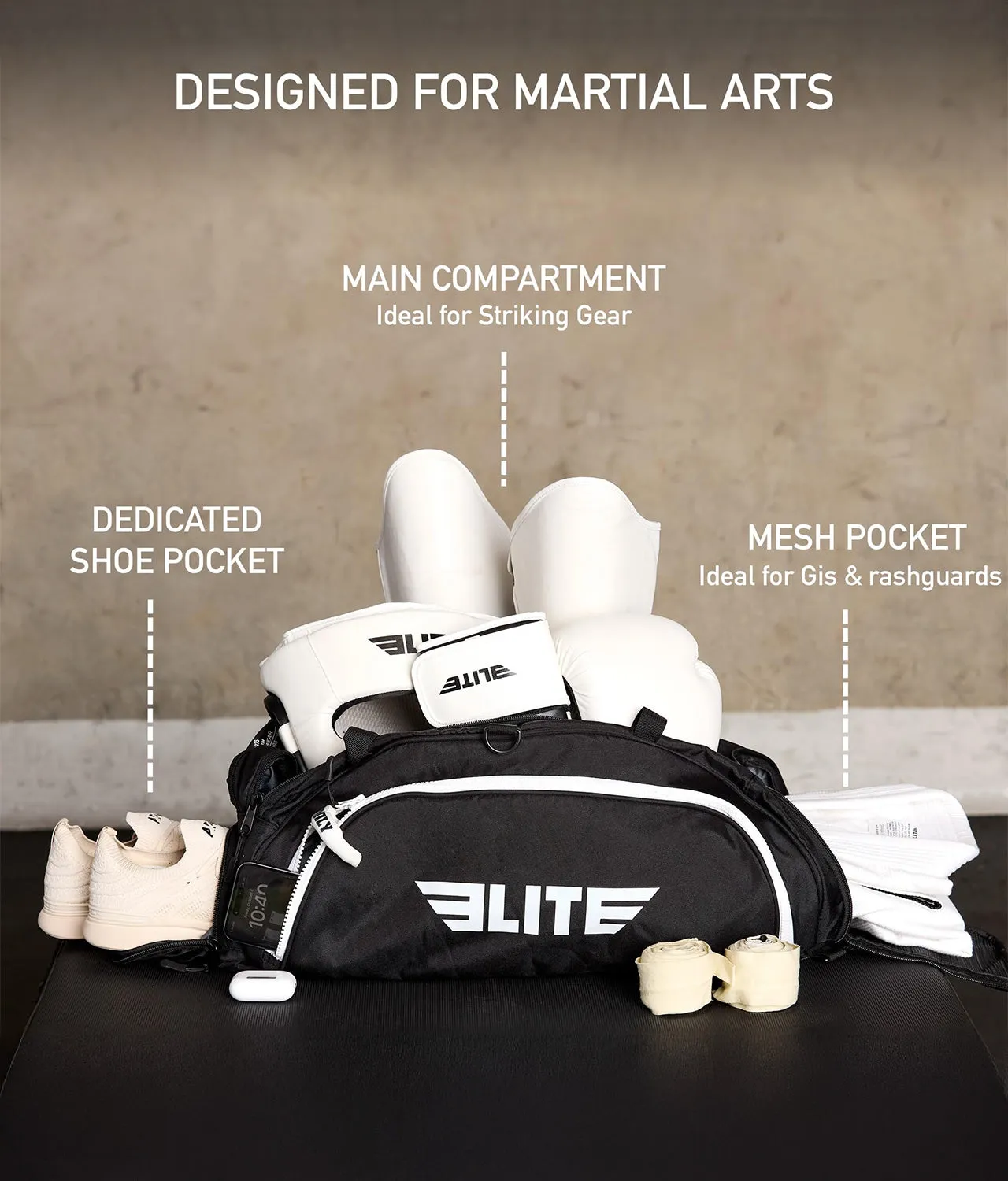 Warrior Black Large Duffel MMA Gear Gym Bag