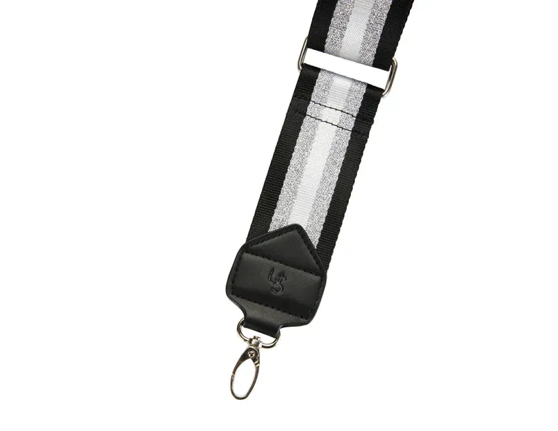 WEBBING Bag Strap White Silver Stripe /Silver