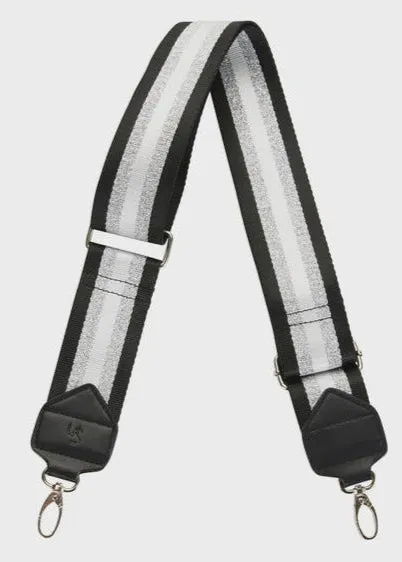 WEBBING Bag Strap White Silver Stripe /Silver