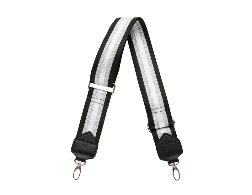 WEBBING Bag Strap White Silver Stripe /Silver