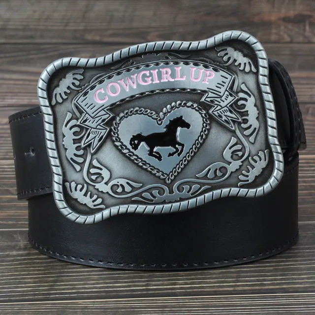 Western style cowgirl big belt buckle casual adornment belt