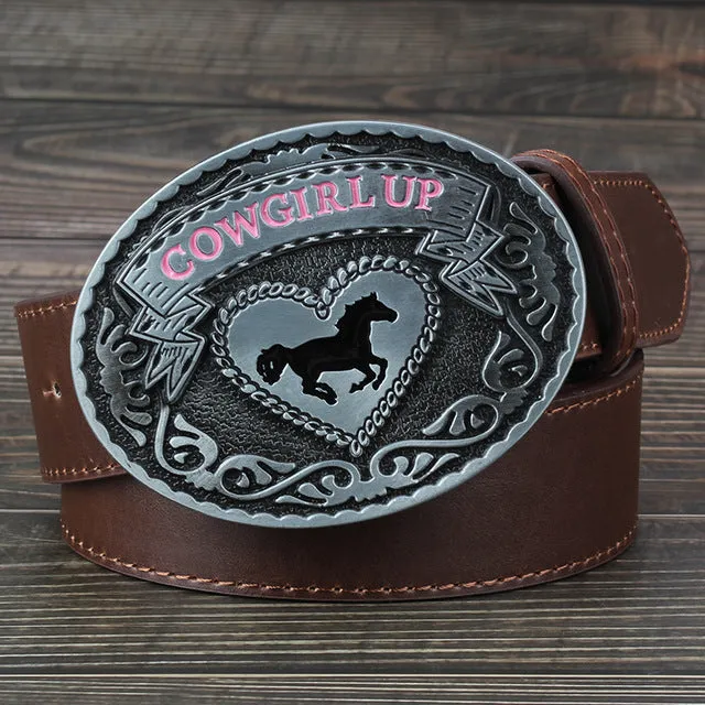 Western style cowgirl big belt buckle casual adornment belt