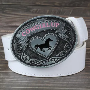 Western style cowgirl big belt buckle casual adornment belt