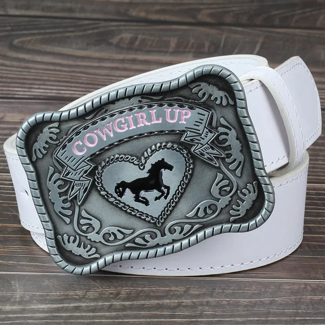 Western style cowgirl big belt buckle casual adornment belt