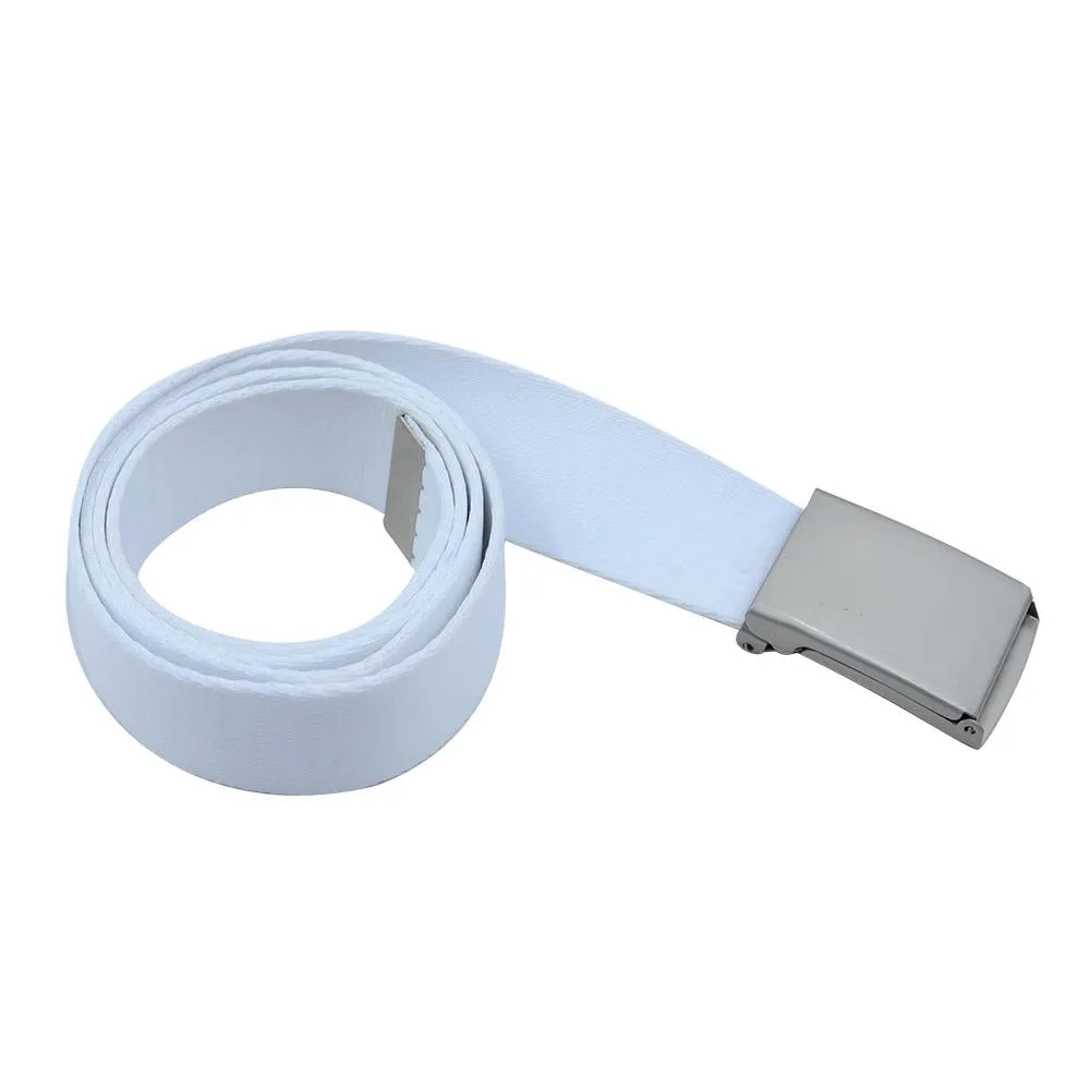 White belt - Silver Buckle - 4 x 120 cm