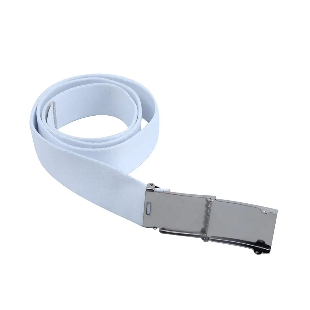 White belt - Silver Buckle - 4 x 120 cm