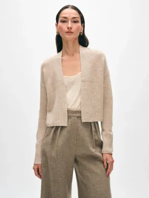 White   Warren Cashmere Featherweight Open Cardigan
