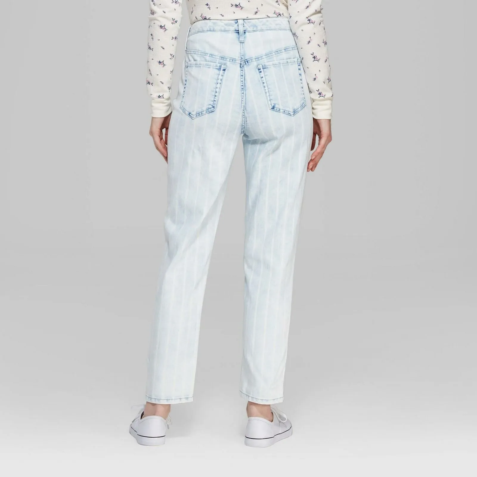 Wild Fable Women's Striped High-Rise Bleached Railroad Mom Jean