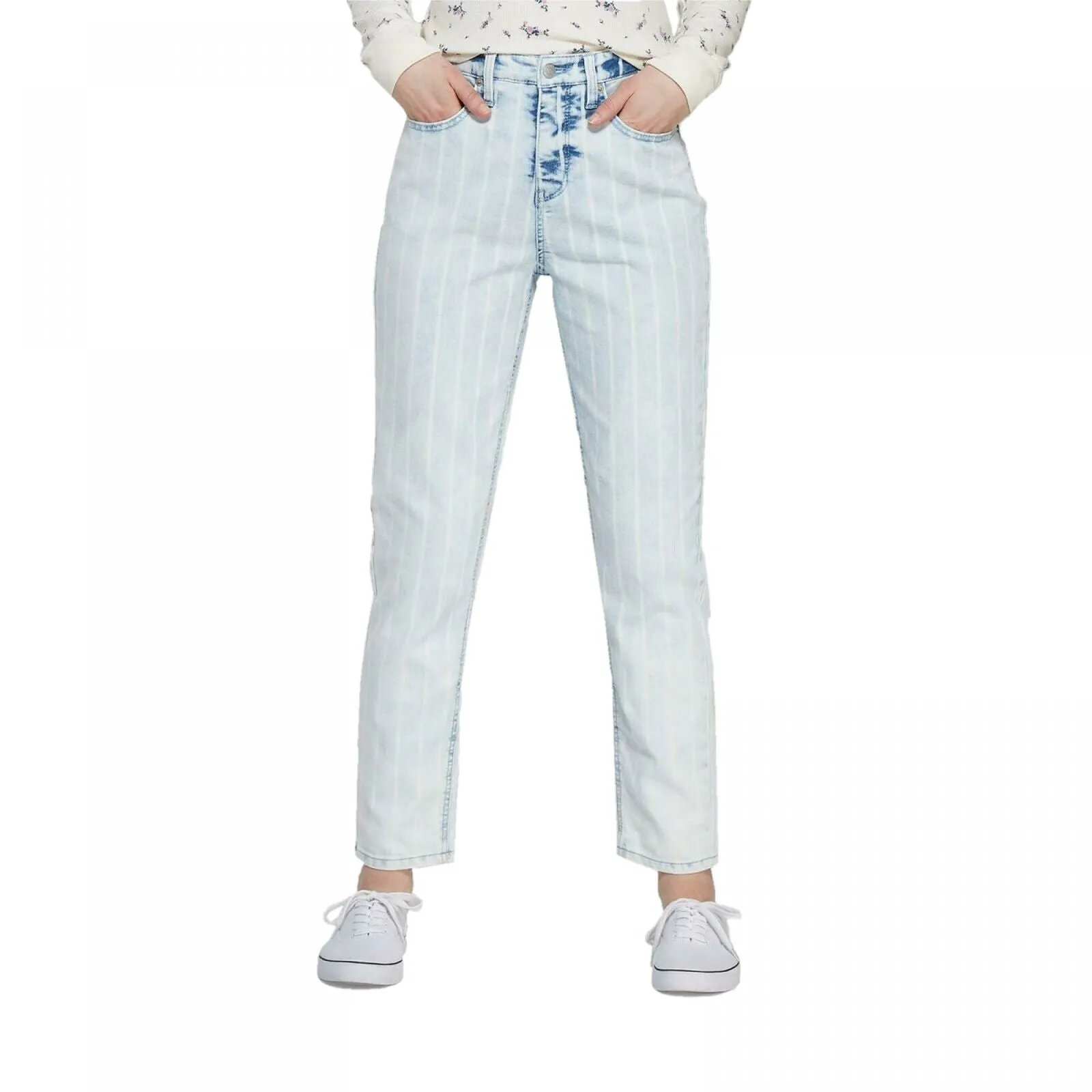Wild Fable Women's Striped High-Rise Bleached Railroad Mom Jean
