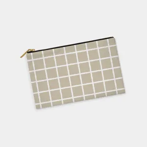 Window Pane Taupe and White Personalized Zipper Pouch