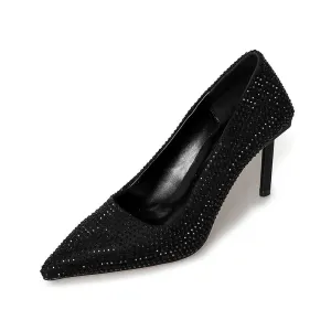 Women Bling Rhinestones High Heels Suede Pumps