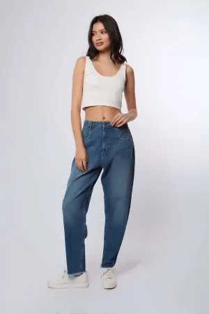 Women Denim Cargo Jeans White
