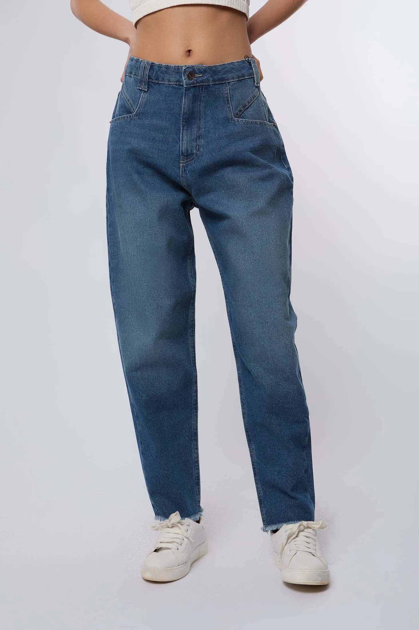 Women Denim Cargo Jeans White