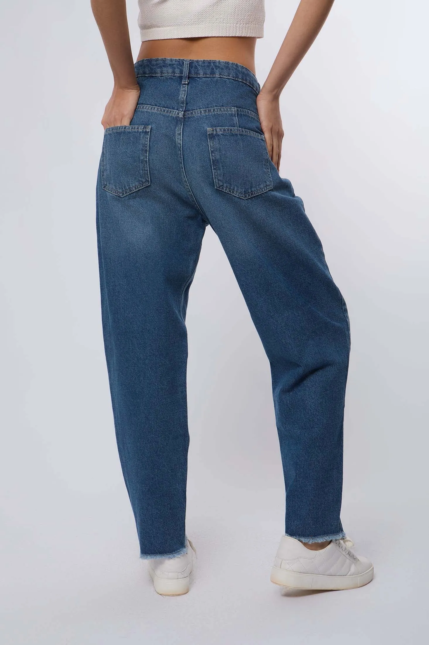 Women Denim Cargo Jeans White