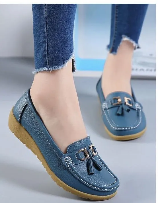 Women Genuine Leather Loafers Flats Moccasins Shoes