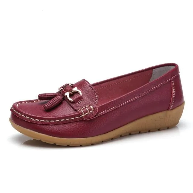 Women Genuine Leather Loafers Flats Moccasins Shoes