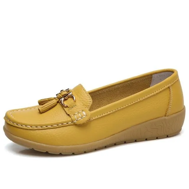 Women Genuine Leather Loafers Flats Moccasins Shoes