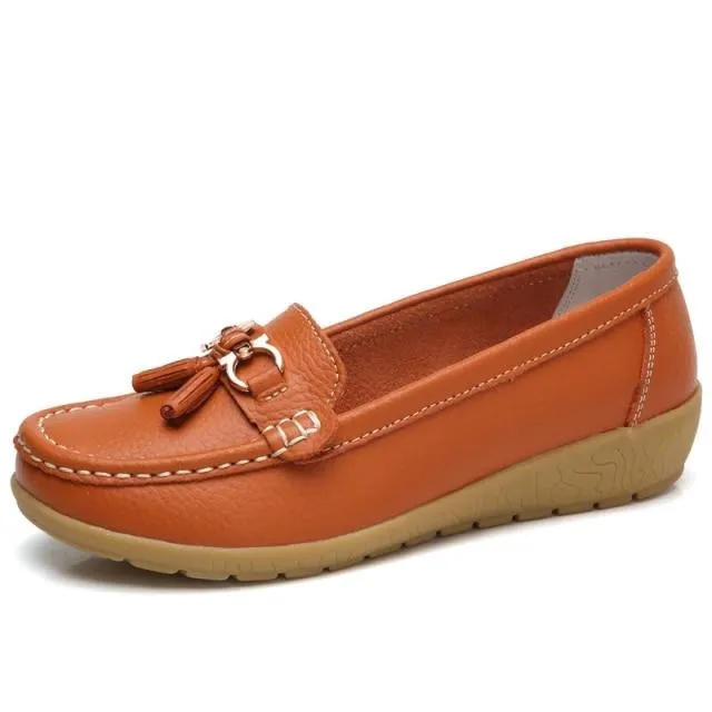 Women Genuine Leather Loafers Flats Moccasins Shoes