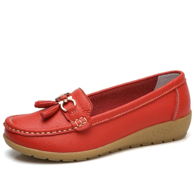 Women Genuine Leather Loafers Flats Moccasins Shoes