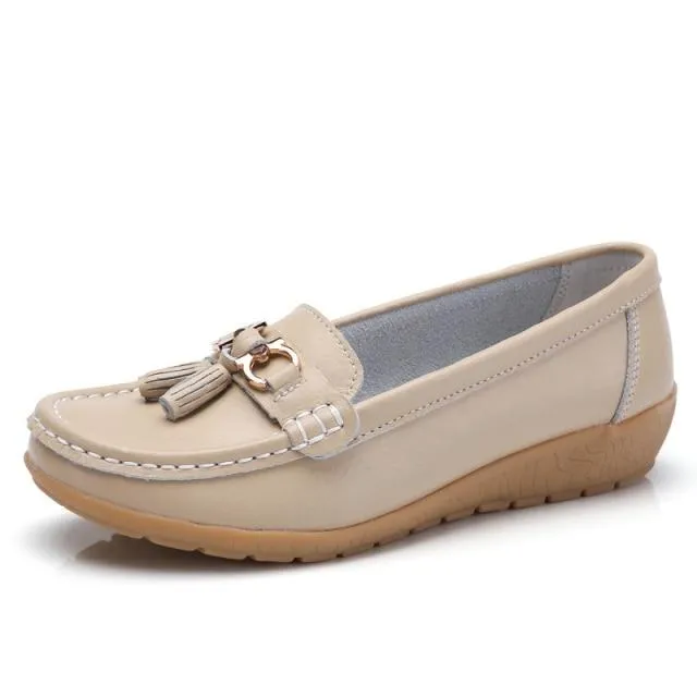 Women Genuine Leather Loafers Flats Moccasins Shoes