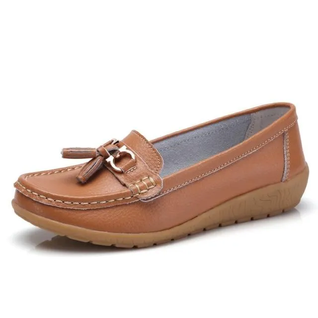 Women Genuine Leather Loafers Flats Moccasins Shoes