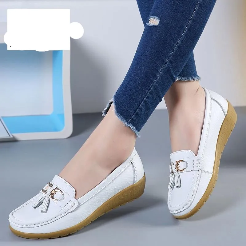 Women Genuine Leather Loafers Flats Moccasins Shoes