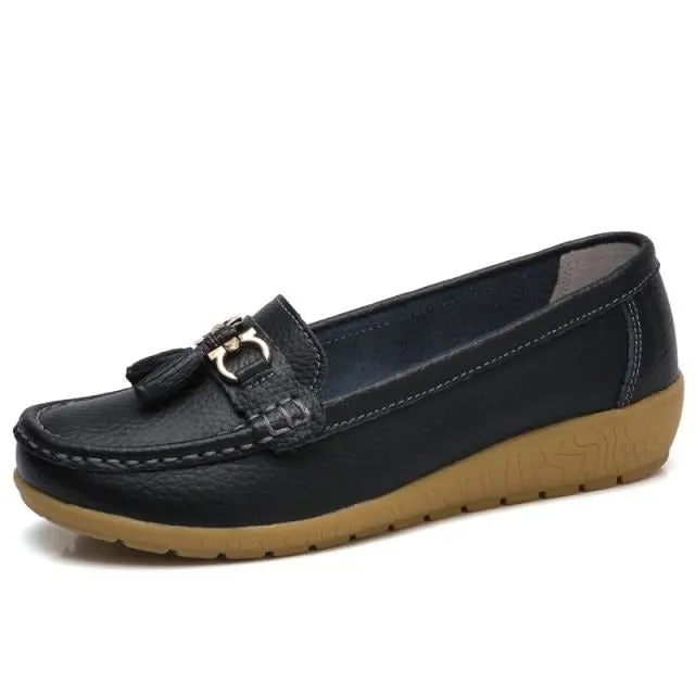 Women Genuine Leather Loafers Flats Moccasins Shoes