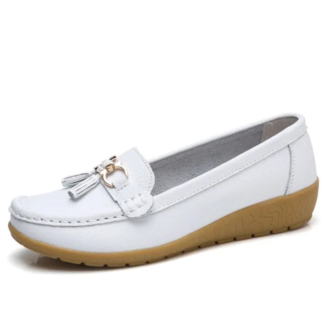 Women Genuine Leather Loafers Flats Moccasins Shoes