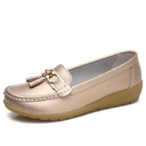 Women Genuine Leather Loafers Flats Moccasins Shoes