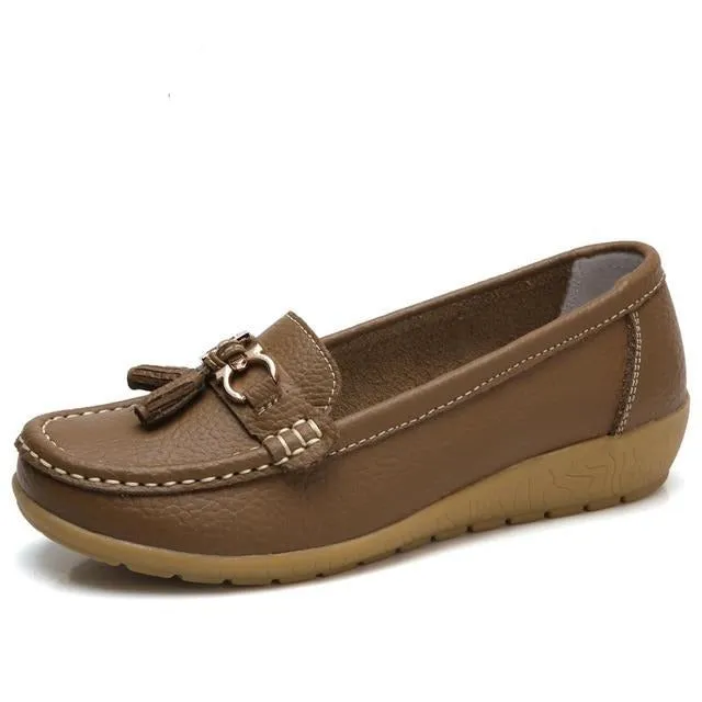 Women Genuine Leather Loafers Flats Moccasins Shoes
