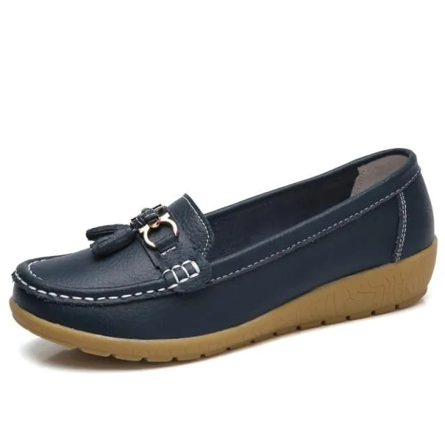 Women Genuine Leather Loafers Flats Moccasins Shoes