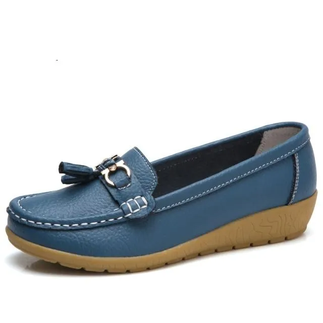 Women Genuine Leather Loafers Flats Moccasins Shoes