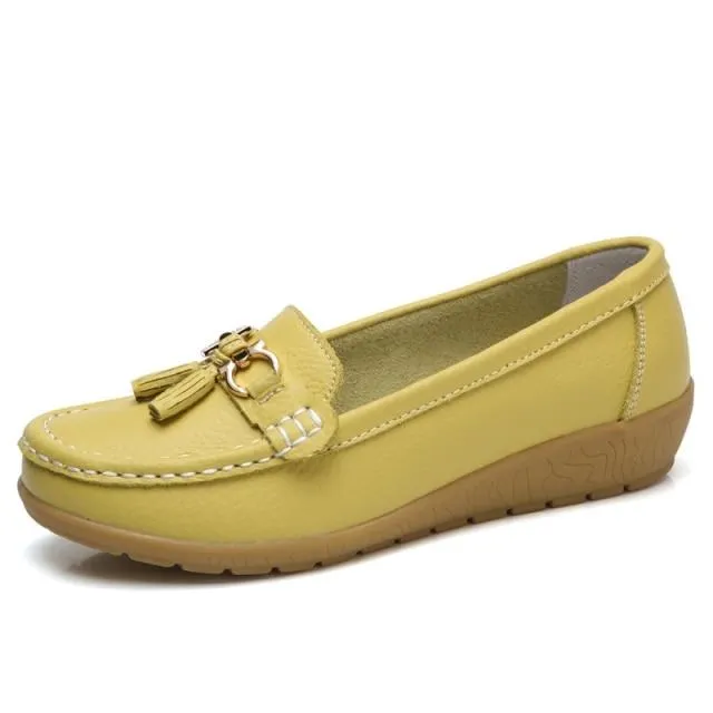 Women Genuine Leather Loafers Flats Moccasins Shoes