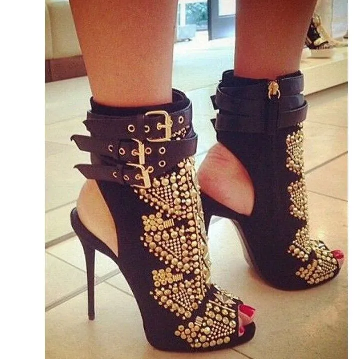 Women Gladiator Sandals Buckle Belt Punk High Heels Shoes