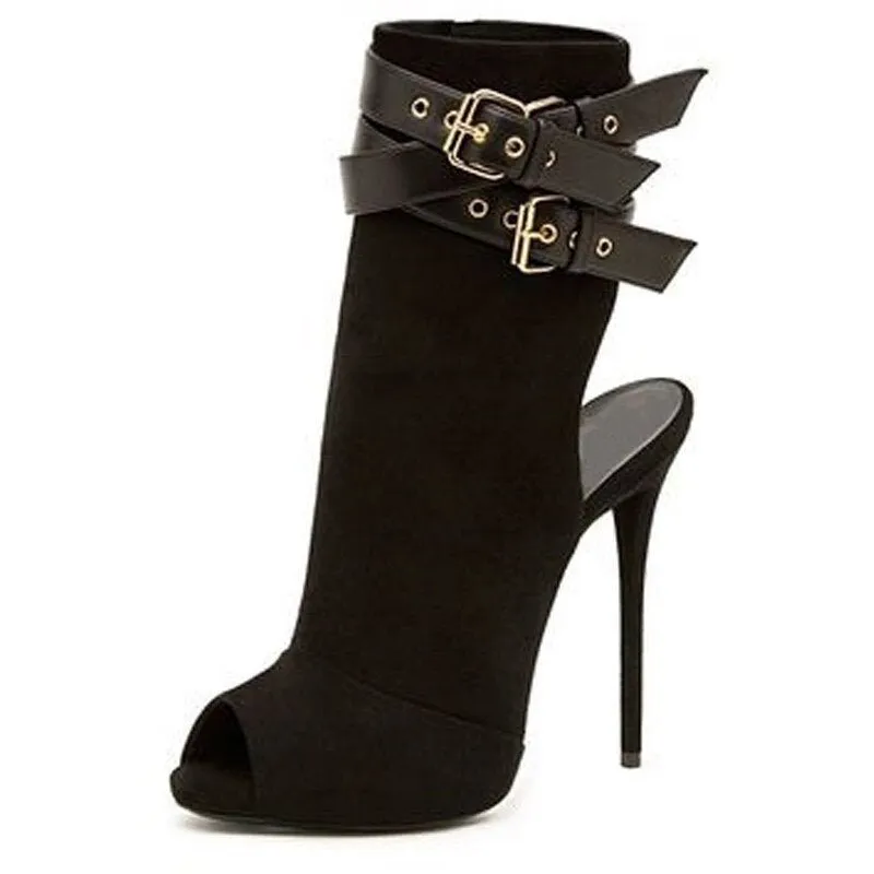 Women Gladiator Sandals Buckle Belt Punk High Heels Shoes