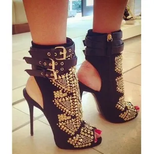 Women Gladiator Sandals Buckle Belt Punk High Heels Shoes